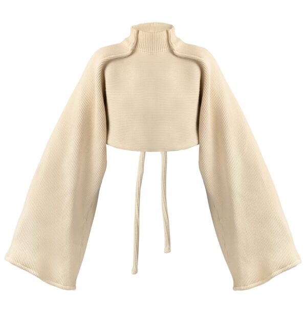Cropped Beige Knit Sweater Lox3