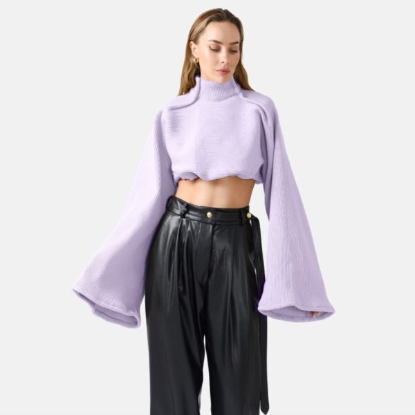 Cropped Lilac Rib Knit Jumper Way07 - Image 2