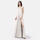 White Satin Maxi Dress Lan07