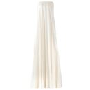 White Strapless Pleated Vegan Leather Maxi Dress Sun04
