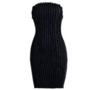 Black Midnight Rib Knit Mini Dress Lan06