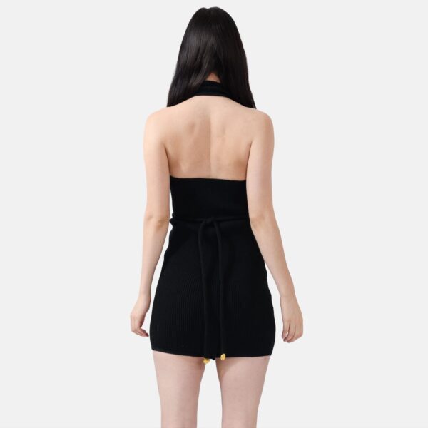 Black Reishi Midnight Rib Knit Mini Dress Lan05 - Image 2