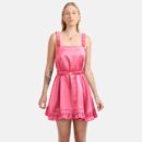 Pink Satin Mini Dress Lan08