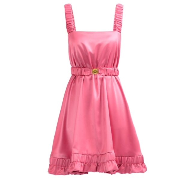 Pink Satin Mini Dress Lan08