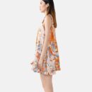 White Blue Orange Pure Silk Slip Mini Dress  Way04