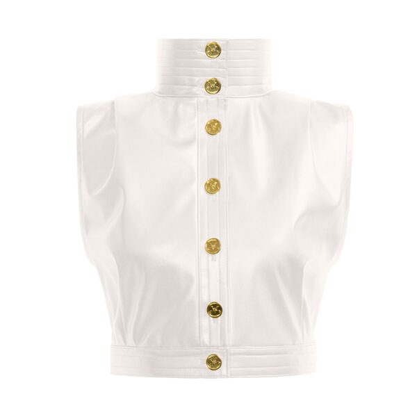 White High Neck Vest Top Vegan Leather Lan01