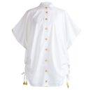 White Oversized Linen Button Shirt Lan02